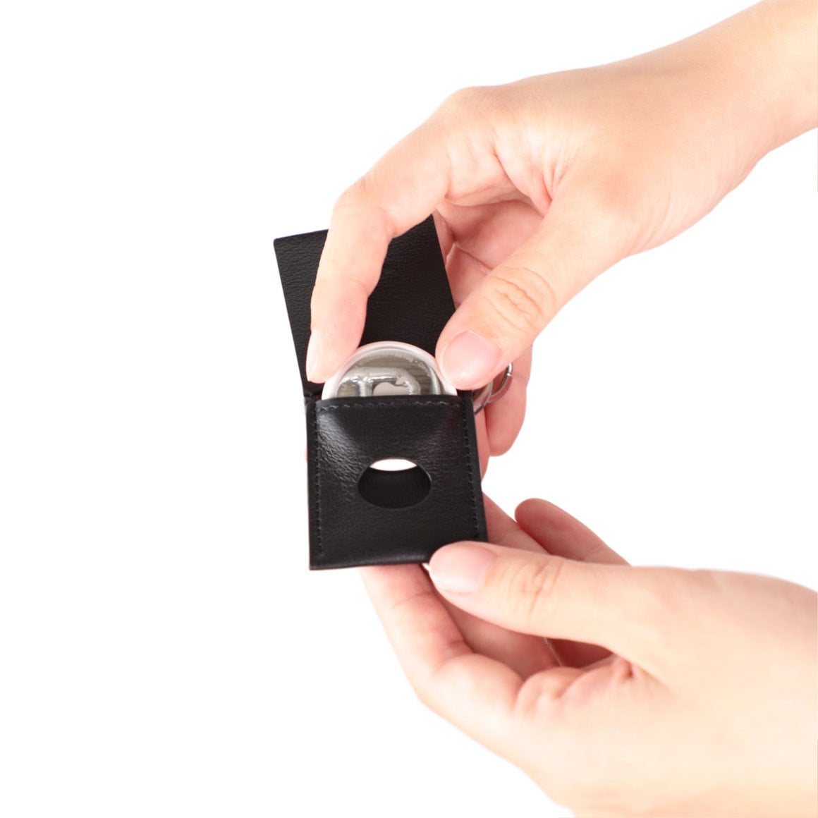 スマートタグケース付きキーリング/ブラック | | Onemiler & Detrans